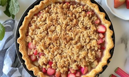 Recept på knäckig rabarberpaj